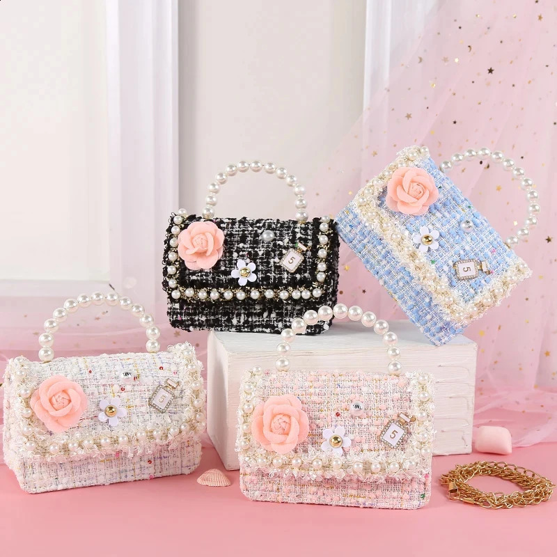 Korean Kids Purses and Handbags Mini Crossbody Cute Girls Pearl Hand Bags Tote Little Girl Small Coin Pouch Party Purse Gift 250113