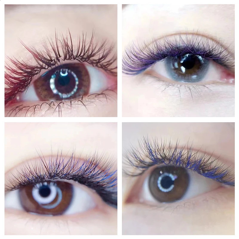 NATUHANA Dark Colored Eyelashes Extension Individual Natural False Mink Colorful Eyelash Grey Blue Color Lashes for Party Makeup 250110