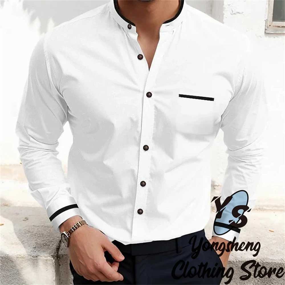 Mens Long Sleeve Shirts Plain Shirts Fashionable High Quality Mens Tops Blue White Pink Green Red Extra Large Size ClothingXJ250121