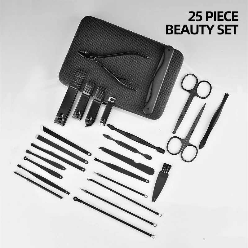 10/15/25 pcs Manicure Set Full Function Kit Professional High-quality Steel Pedicure Sets Nail Clippers With Portable CaseXJ250116