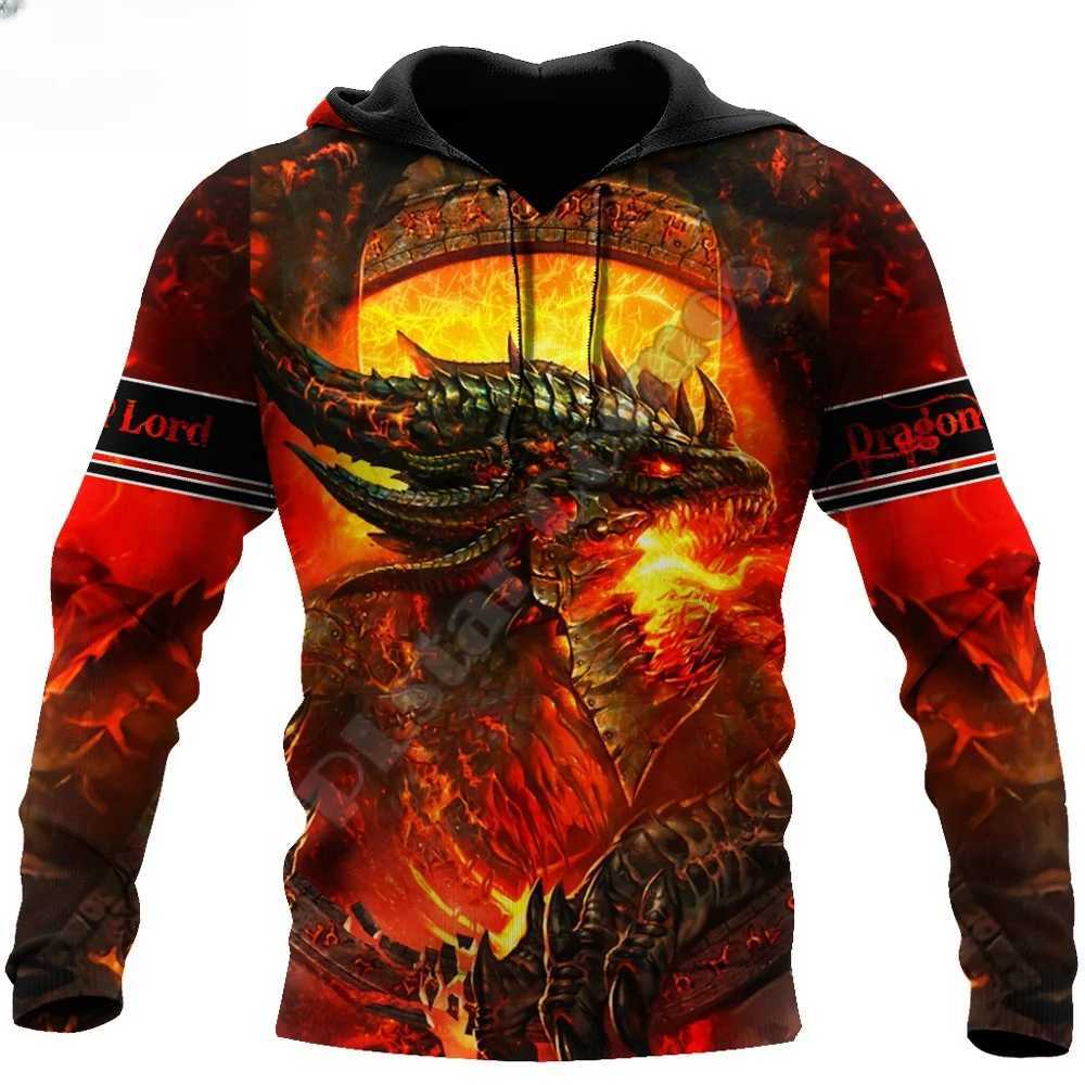 Beautiful Red Fire Dragon 3D Printed Men Hoodie Autumn and Winter Unisex Sweatshirt Pullover Casual StreetwearXJ2500118