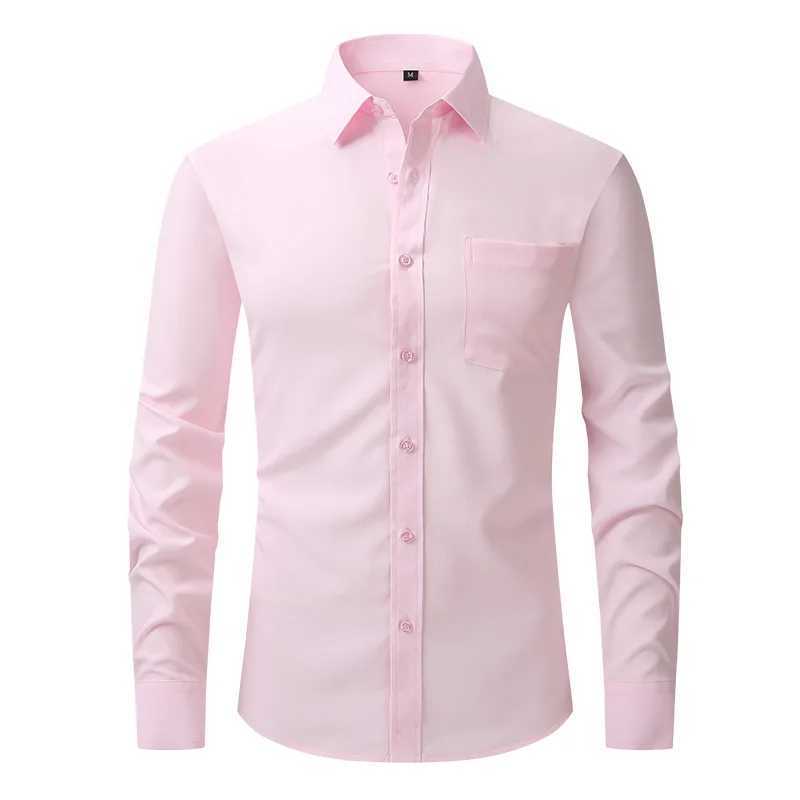 New spring and summer American mens shirt business casual long sleeve slim professional formal wear free ironing solid colorXJ250121