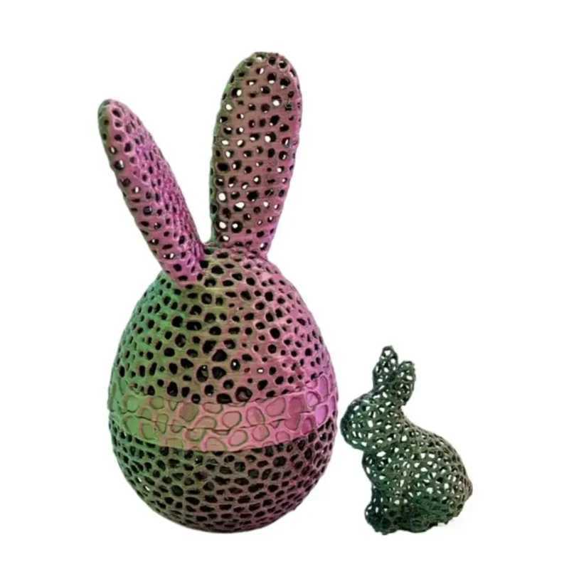 3d Printed Easter Bunny Egg Set Hollow Decoration Crafts Handmade Gift for Kids Perfect Table And Desk Ornament Toy Figurines Free shipping