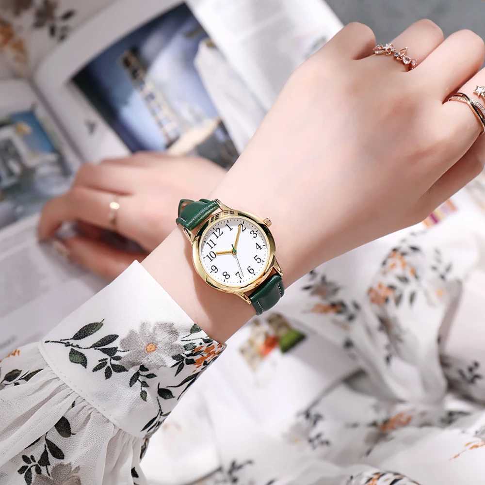 Japan Movement Wen Quartz Watch Easy to Read Arabic Numerals Simple Dial PU Leather Strap Lady Candy Color X250203