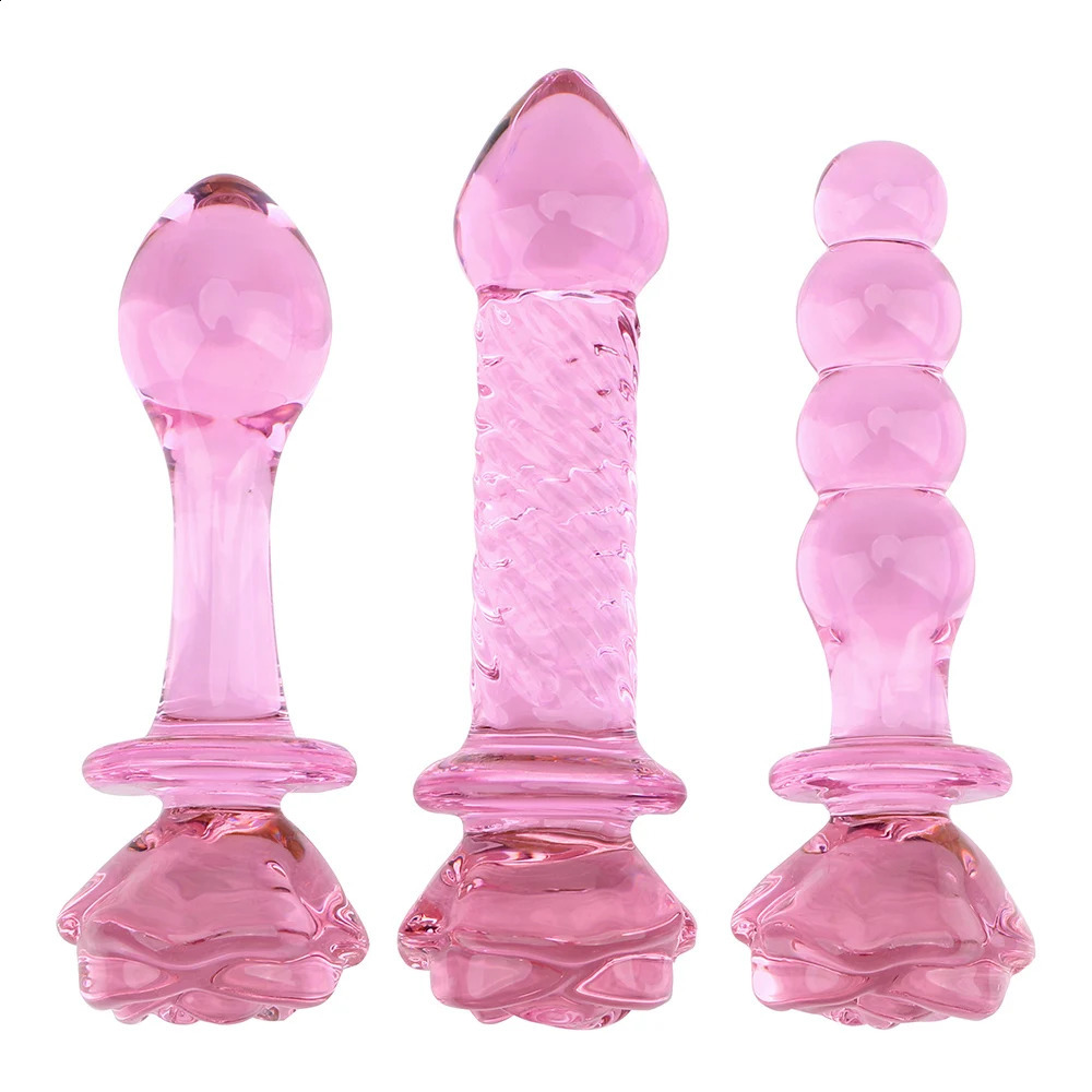 Glass Rose Decorative 22-35mm Anal Beads Butt Plug for Women Vaginal Dilator Female Masturbator Sex Toys Men Prostate Massager 250108