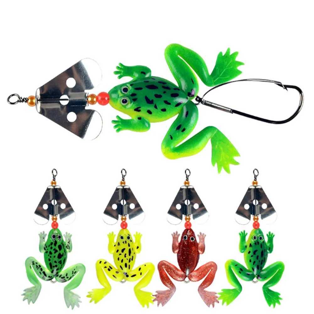 FISHINAPOT 1PCS Rubber Frog Soft Bait 90mm 6.2g Fishing Lures 4 Colors Wobblers Bass Pike CrankBait Fishing Tackle YA21XJ250122