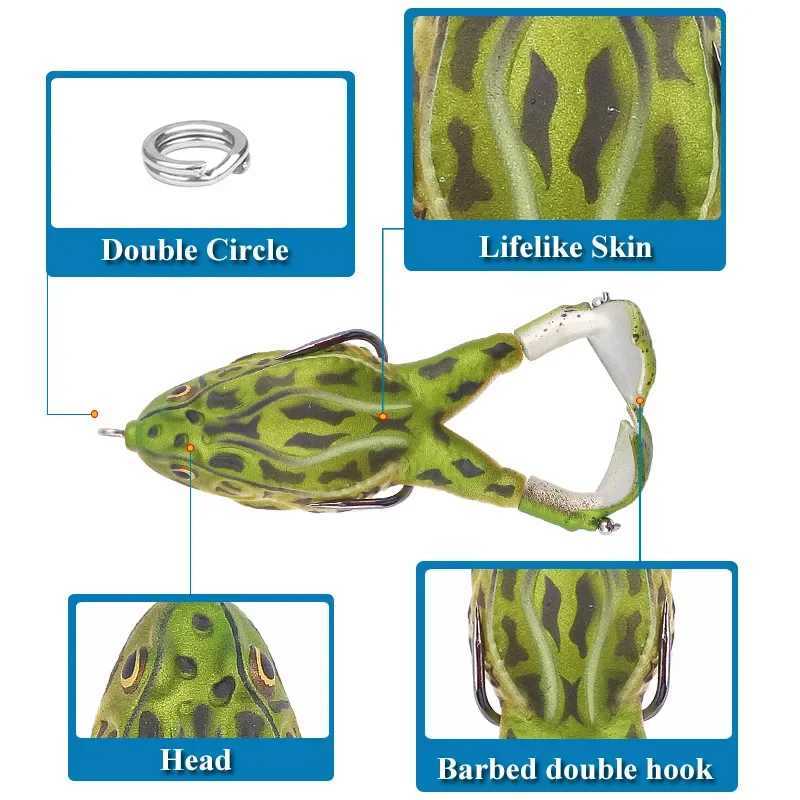 LURE Bait Propeller Thunder Frog Soft Bait Hunting Special Kill Black Double Hook Fake Fish Bait Imitation Bait Frog Soft BaitXJ250122