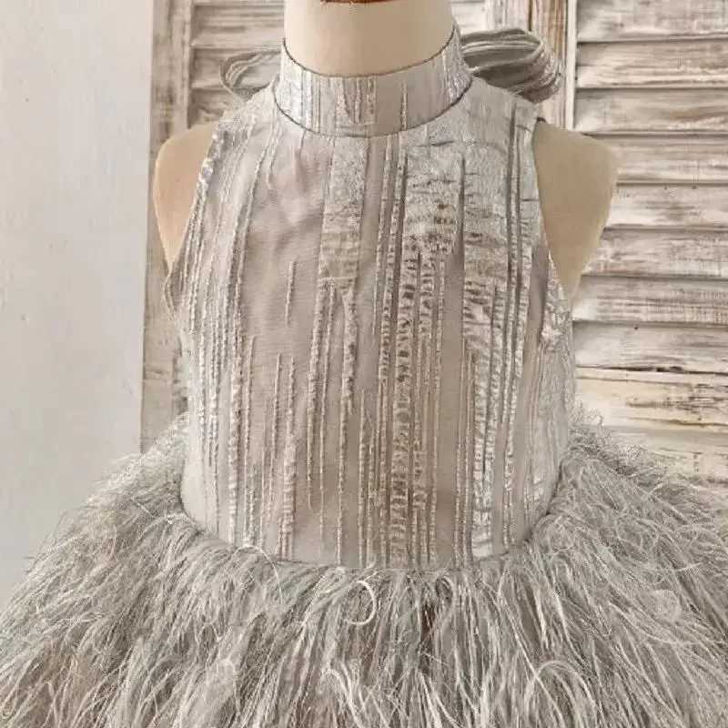 Fashion Baby Girl Feather Sleevesless Princess Dress Infant Toddler Child Vintage Dress Party Birthday Pageant Ball Gown 1-12Y X250203
