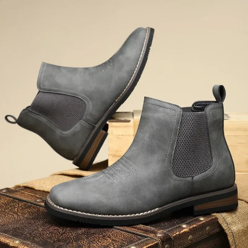 High Quality Handmade Men Chelsea Boots Retro Leather Boot Motorcycle Boots Fashion British Style High-Top Shoes Botas de Hombre 250120