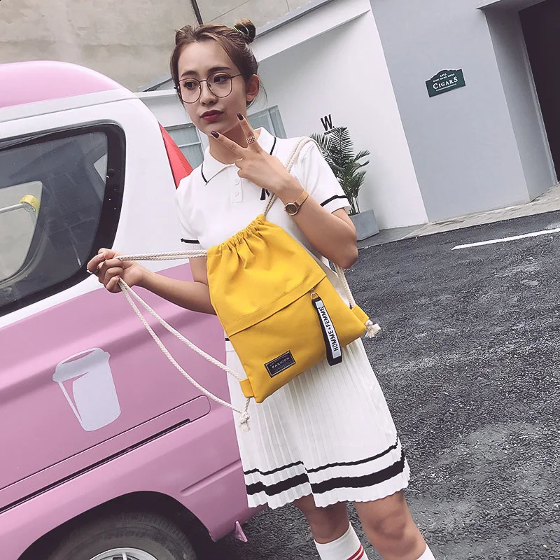 Women Backpack Sports Cloth Bunch Pocket Drawstring Rucksack Womens Folding Portable Shopping Bag Outdoor Travel y250121
