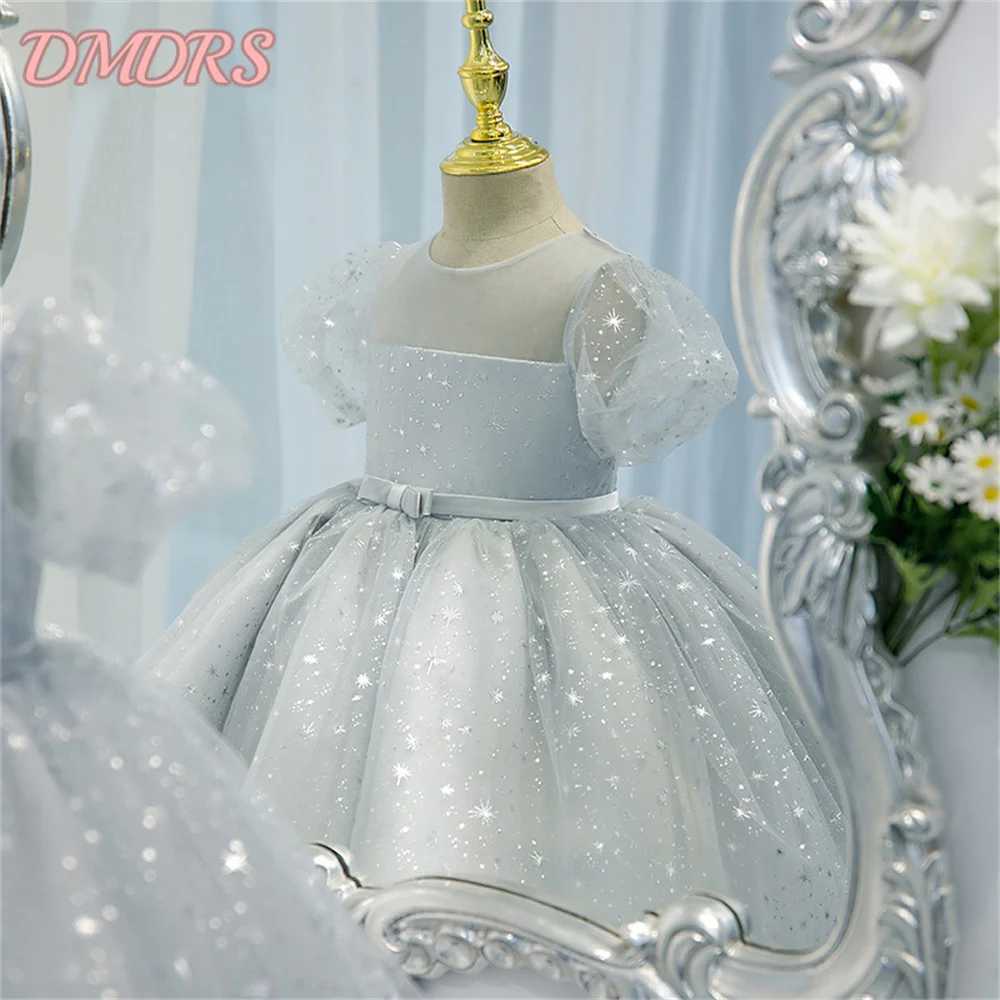 Simple Little Girls First Birthday Ball Gown Multicolor Baptism Toddler Girls Sparkle Sequin Puffy Dress Elegant Evening Dress X250203
