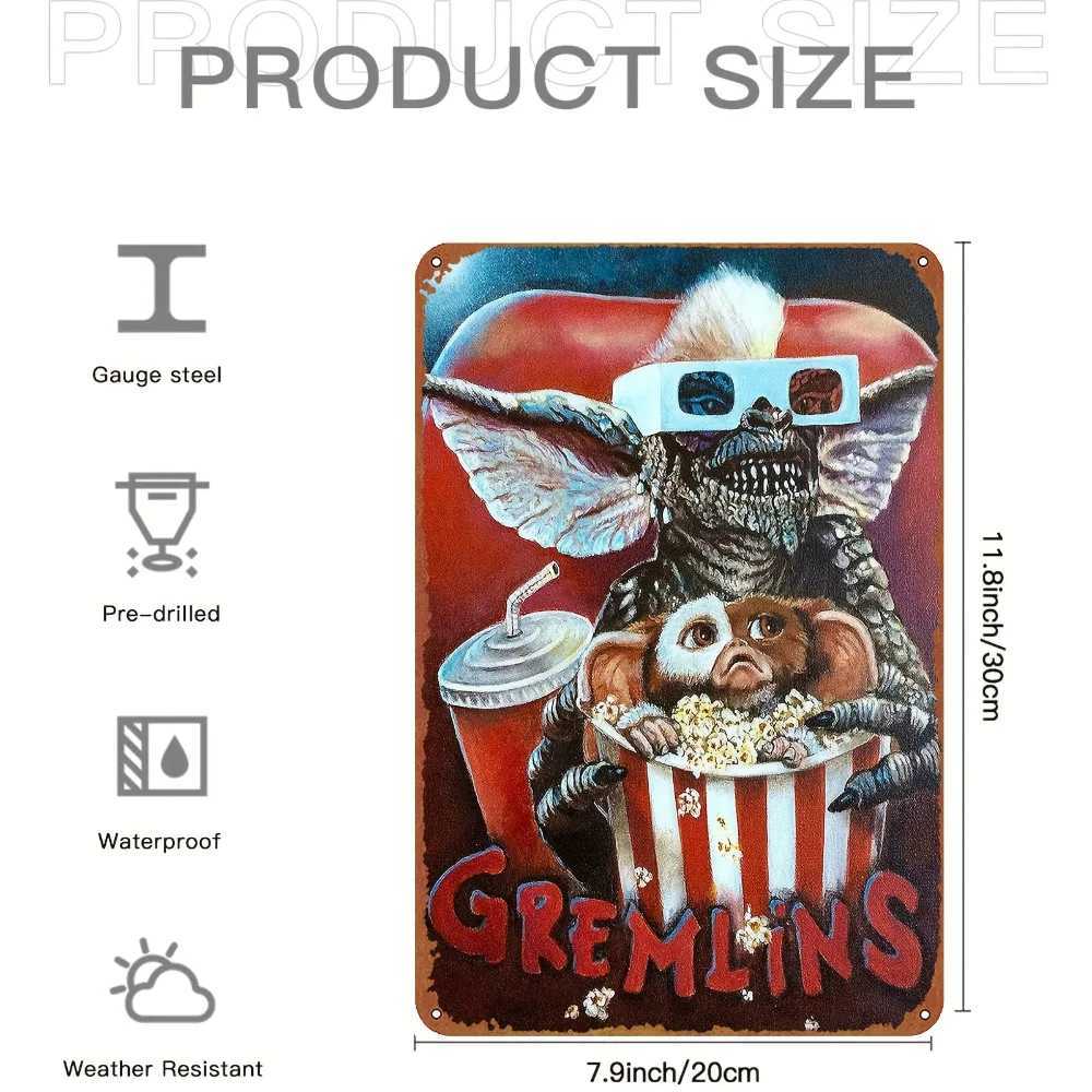 Gremlins Poster Horror Movie Poster Vintage Metal Sign Retro Tin Sign Cafe Bar Home Wall Decor Tinplate 8x12 InchXJ250116