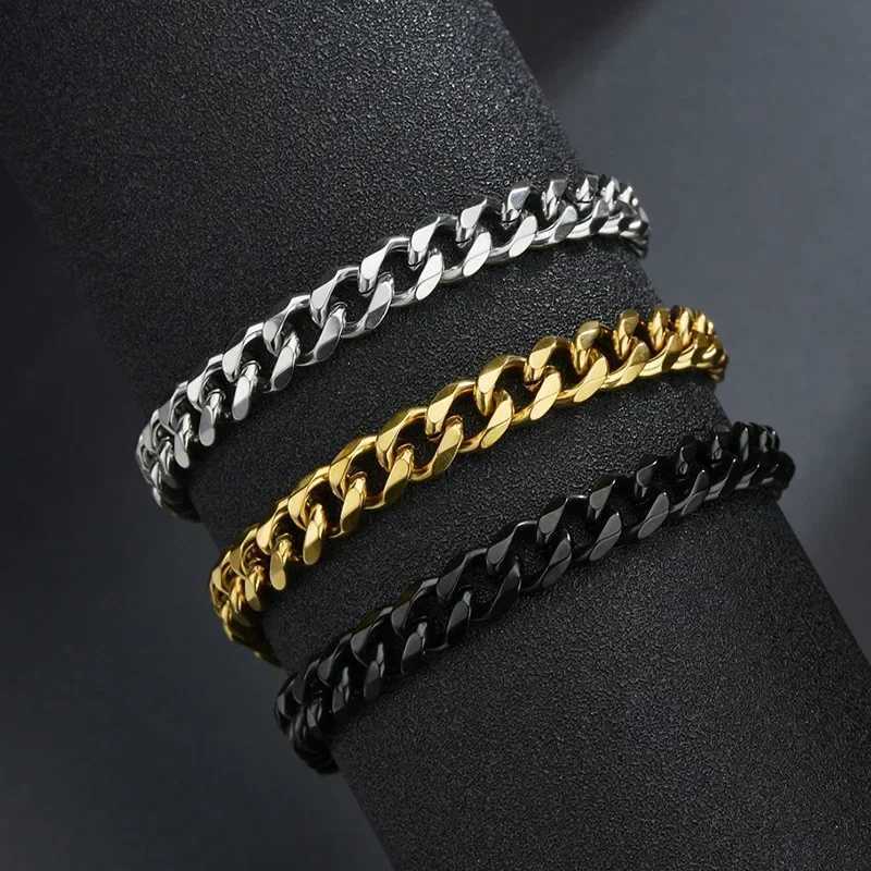 3/5mm Chunky Chain Bracelet for Men Stainless Steel Cuban Link Chain Wristband Classic Punk Heavy Male Jewelry Accessories W250121