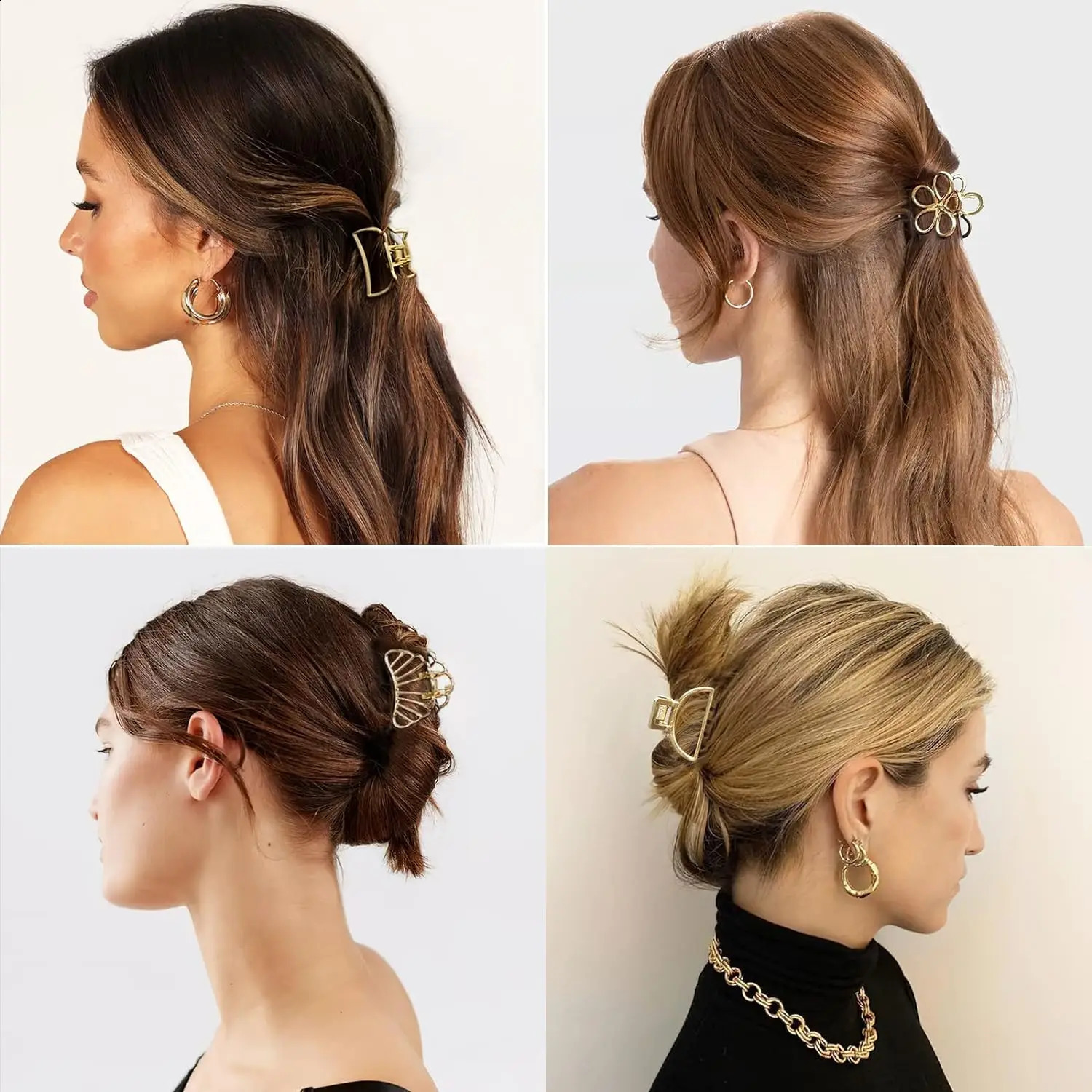 10 Pack Small Gold Hair Claw Clips for Women Thick Thin Hair Mini Metal Hair Clips Accessories Office Lady Girl Casual Elegant 250120