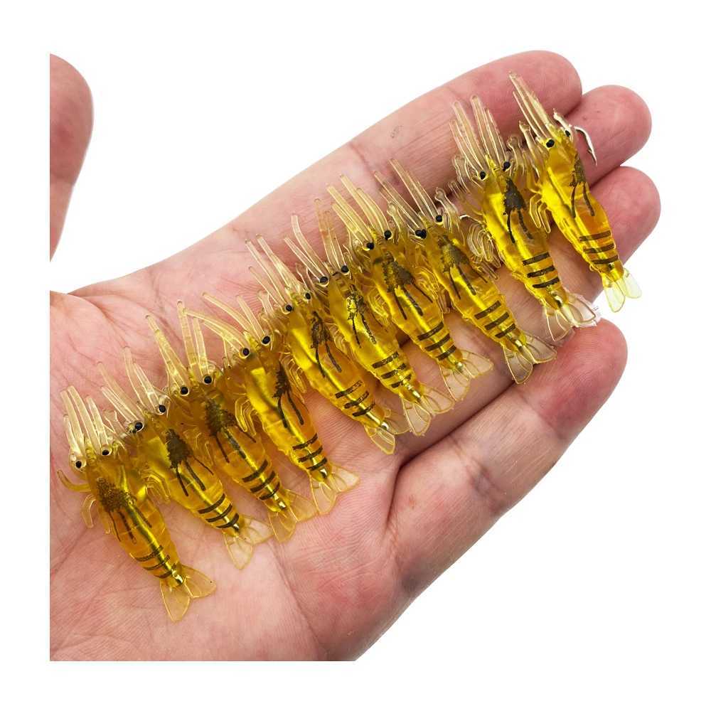 10Pcs 4cm 1.5g Soft Shrimp Worm Shrimp Fishing Lure Tackle Luminous Wobbler Perch Carp Silicone Sharp Lure ArtificialXJ250122