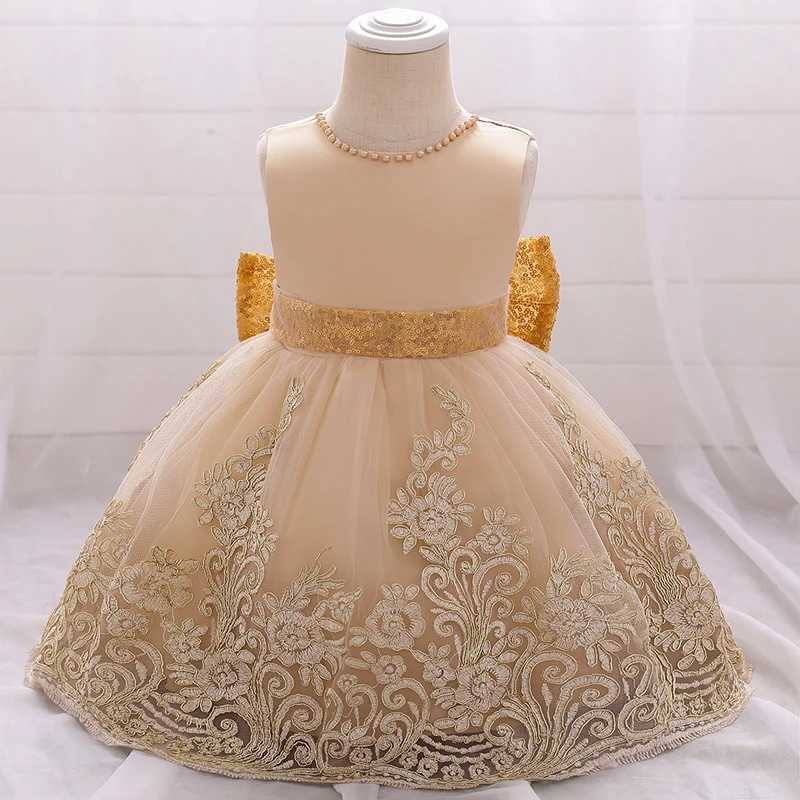 Flower Champagne 1srt Baby Clothing Princess Clothing Baptist Dress Baby Vest Preschool Ceremony X250203