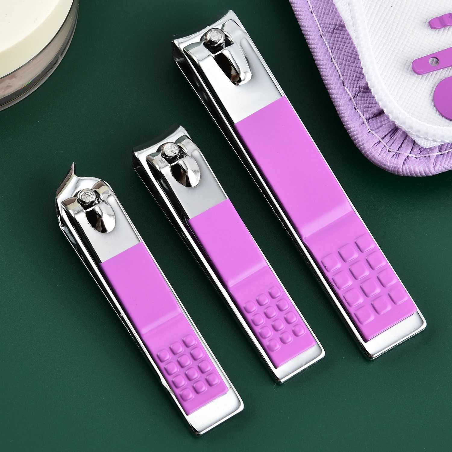 30 Pcs Purple Manicure Set Professional travel kit Stainless Steel Solid Manicure Kit Nail Care Kit With Pink Case ValentineXJ250121