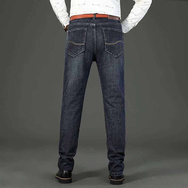 New Business Mens Jeans Casual Straight Stretch Fashion Classic Blue Black Work Denim Trousers Male Brand Clothing W250118