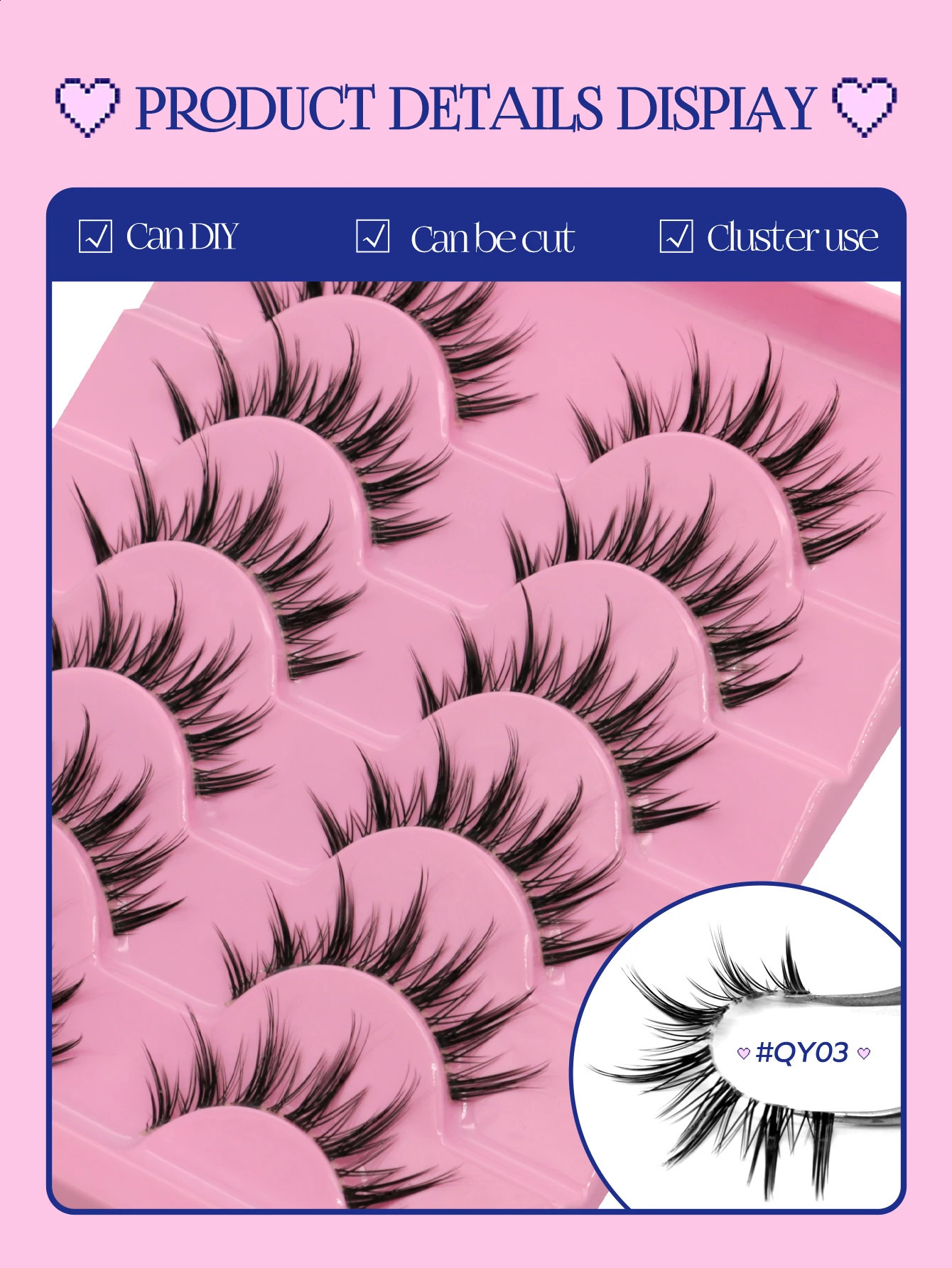 GROINNEYA Cat Eye Lashes Faux Mink Eyelashes Fake Lashes Natural Look Wispy Winged End Eye Elongated Eyelashes 250110