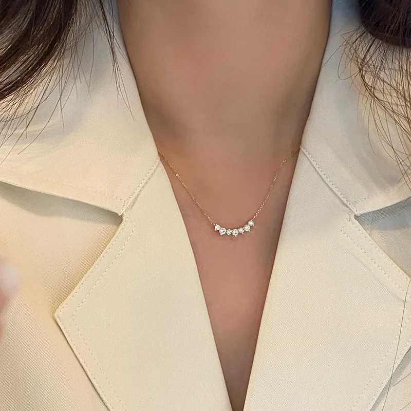 925 Sterling Silver Plated 18K Gold Geometric CZ Pendant Necklace For Women Wedding Party Fine Jewelry GiftXJ250114
