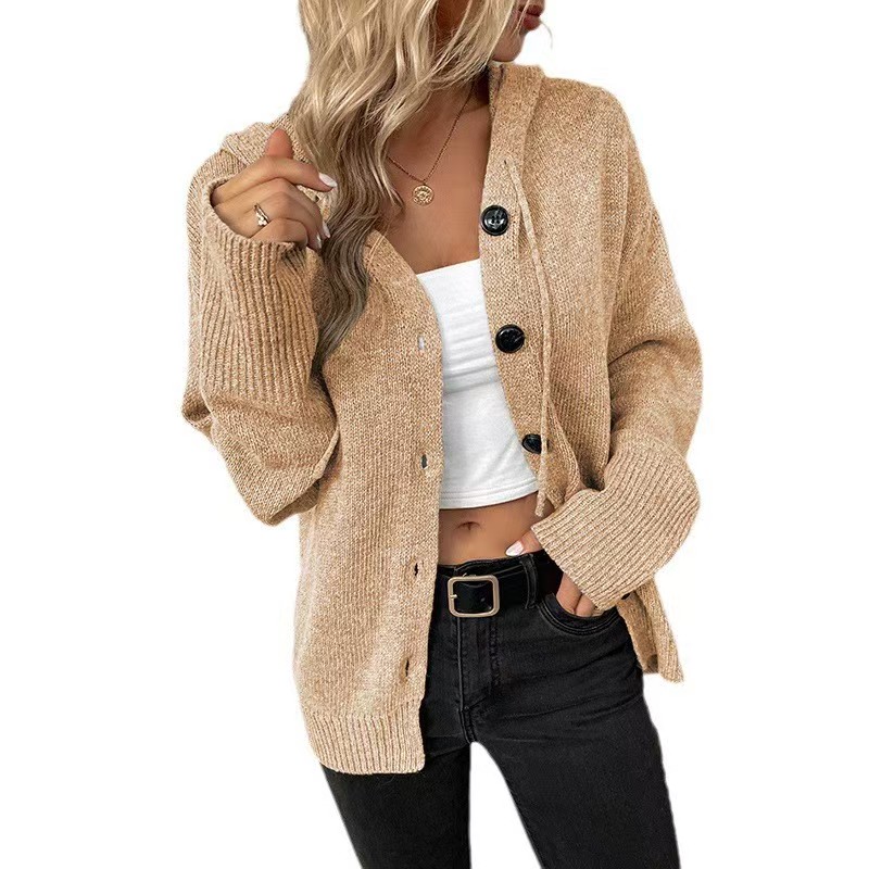 Designer coat women's casual buttons long sleeve hooded coat loose#3453