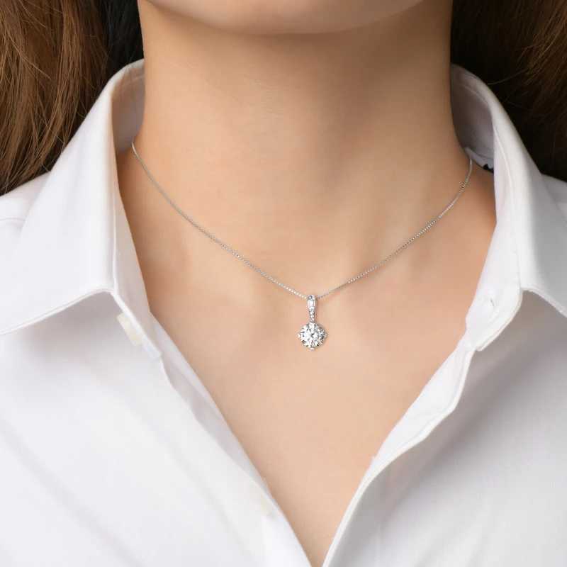 Original 2ct/1ct Round Moissanite Diamond Pendant Necklace 925 Silver Chain Heart-shed Cl Jewelry for Woman Gift BirtayXJ250114