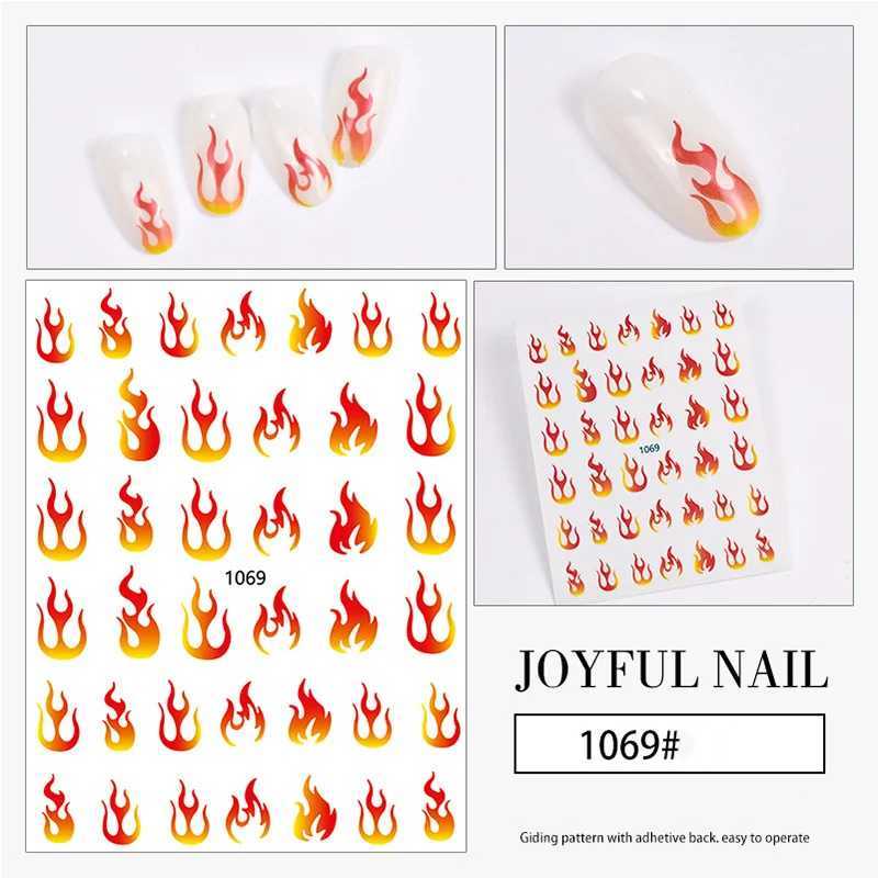 Nail sticker Flame Fire Torch Light 12 Style High Quality 3D Engraved Nail Stickers Art Decorations Nail Decals Design KoreaXJ250120