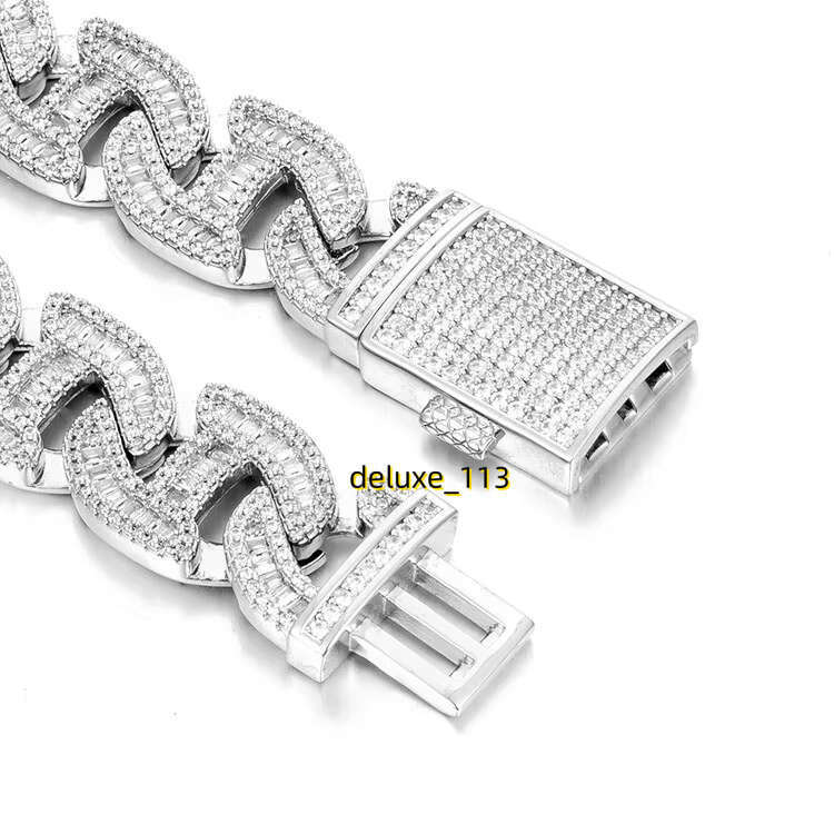 20mm VVS Dia Custom Hip Hop Jewelry Miami k Chain Cuban Baguette Moissanite Necklace For Rappers