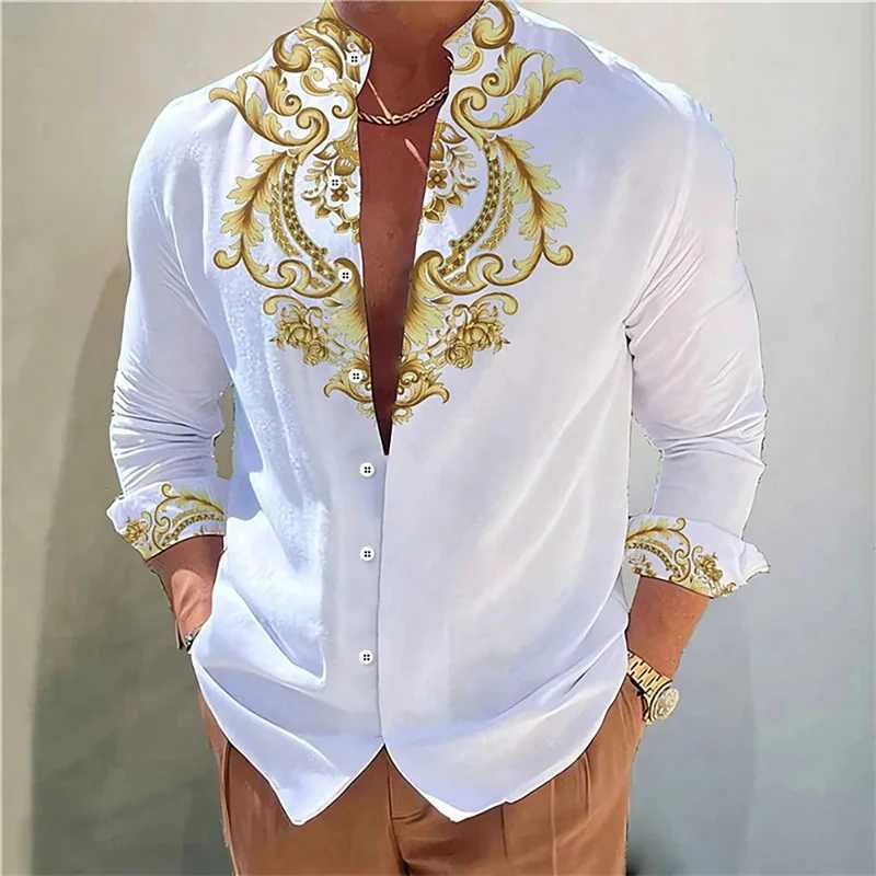 2024 Summer Mens Shirts Graphic Print Button Tops Long Sleeve Button Shirt Clothing Design Comfortable S-6XLXJ250121