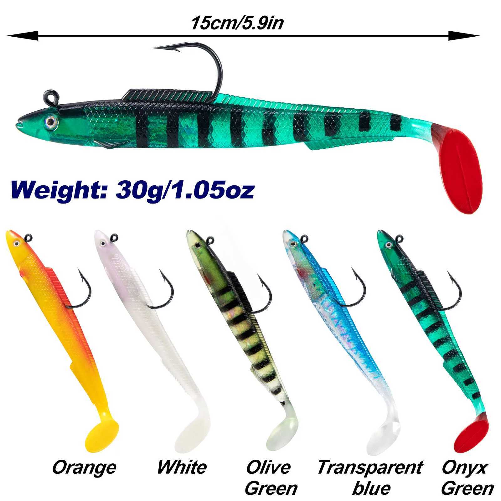 3pcs Sandeel Fishing Lure 15cm/30g Jig Head Soft Lure with Paddle-Tail Swimbait Pre-Rigged for Sea Fishing Bass Pike Trout PerchXJ250122