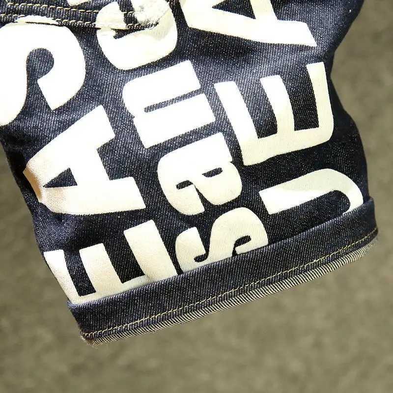 New fashion designer knee length denim shorts mens casual luxury brand street clothing denim printed summer shorts X250203