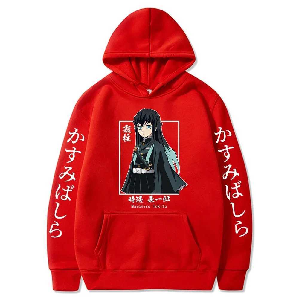 2024New Anime Demon Slayer Muichiro Tokito Graphic Hoodies Pullover Harajuku Streetwear Cartoon Casual oversized man SweatshirtXJ2500118