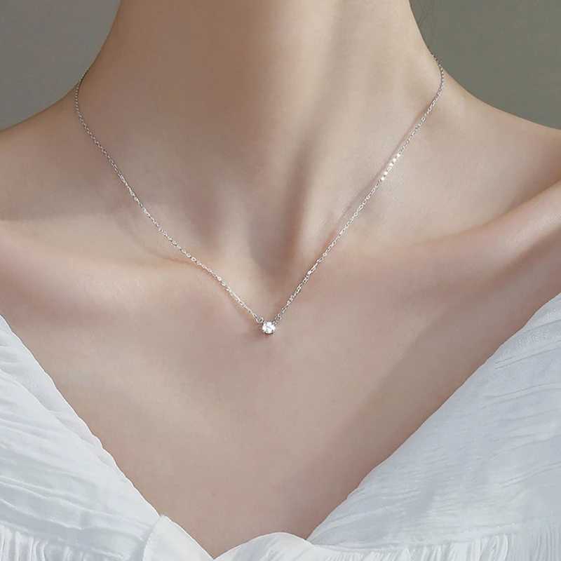 925 Sterling Silver Pendent Necklace Versatile Sparkling Zircon Choker Clavicle Chain For Women Wedding Jewelry GiftXJ250114