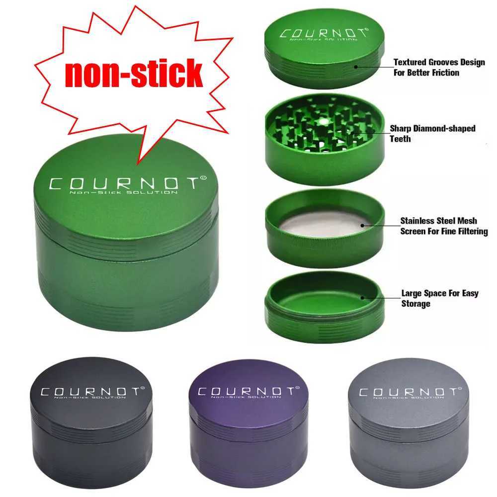 COURNOT 63MM 4Layers Aluminum Alloy Metal Non-Stick Ceramic Grass Smoke Grinder Sharp Diamond Teeth Handle Herb Grinder W250121