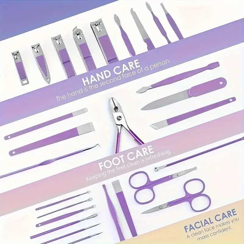 30 pieces purple professional nail set anti-splash nail clippers stainless steel nail clipping cuticle toolsXJ250116