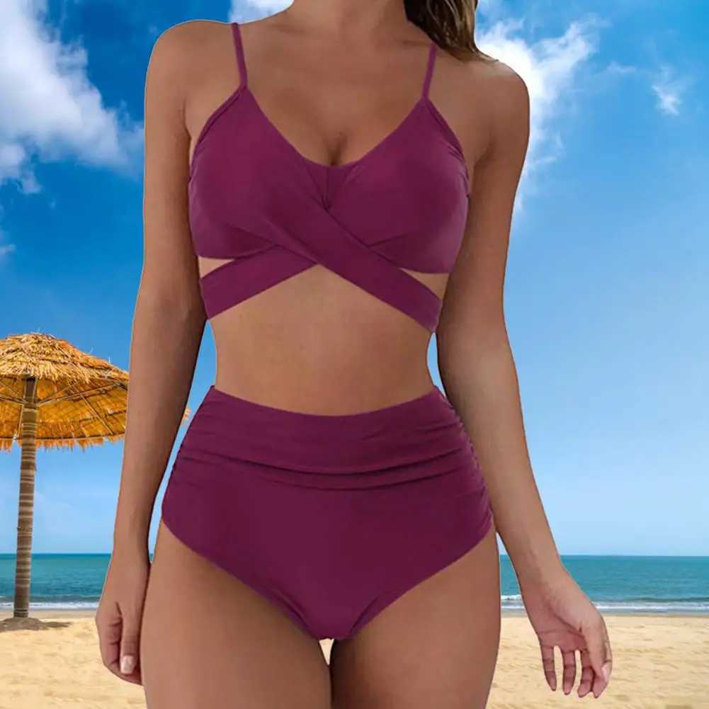 Summer Swimsuit Stylish Cross Bandage Bra Panties Bikini Set Breathable Bikini SetXJ250120