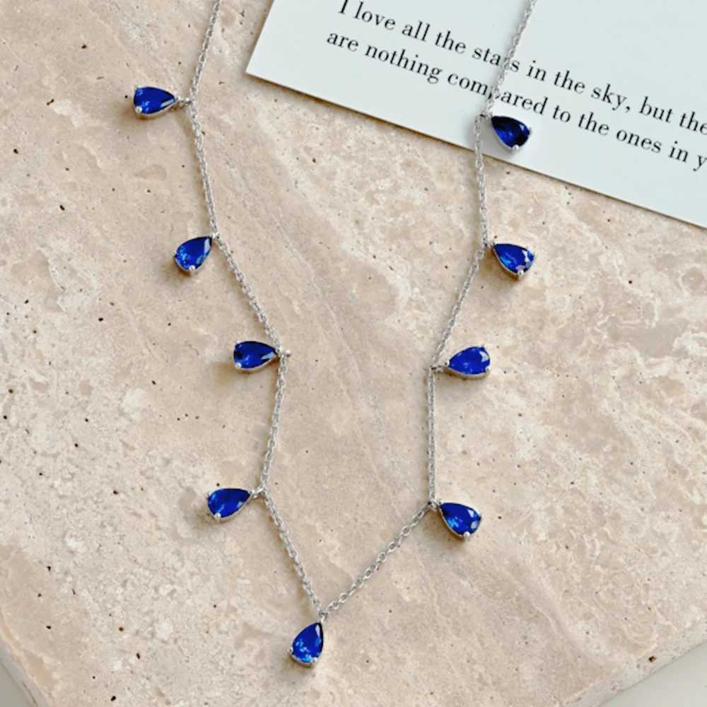 Real S925 Silver Droplet Necklace Womens Radiant Diamond Pendant Necklace Luxury Jewelry Shiny 5A Zircon Girl Gift Female PartyXJ250114