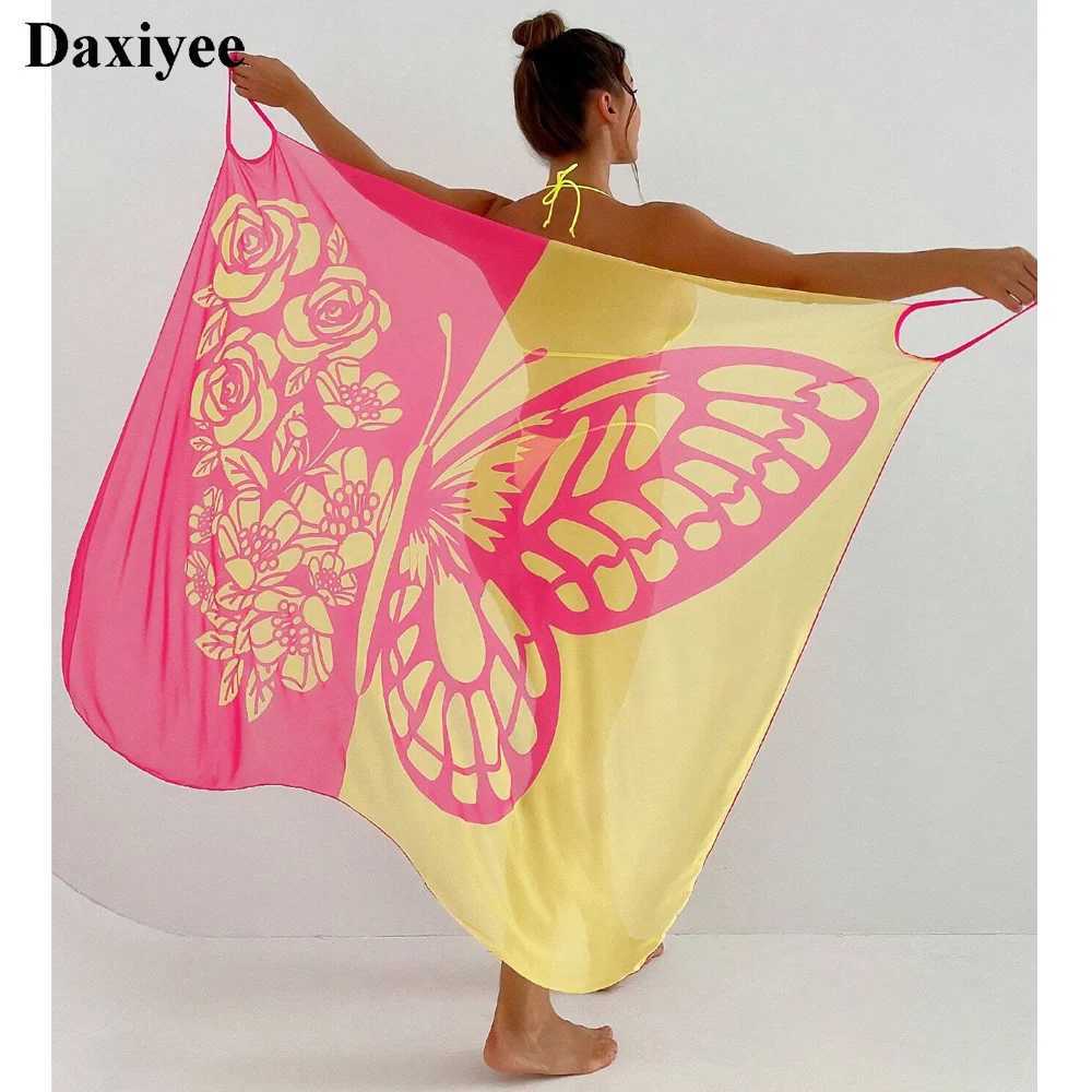 Sexy floral butterfly print cover swimsuit womens Dr summer Tunic bikini bath Sarong Wr ski swimsuit mesh beach Dr W250120