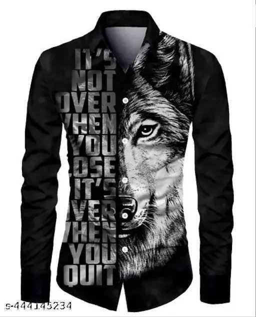 Mens Animal Wolf Fierce Pattern Shirt 3D Casual Printing Long Sleeve Shirt Mens Casual Fashion Hip-hop Unisex ClothingXJ250121