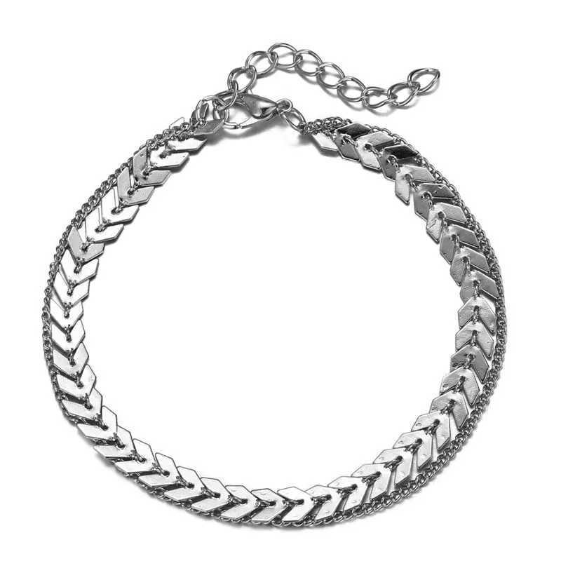 New Simple Fish Scales Leg Chain Anklet Bohemian Vintage Double layer Footwear Summer Ocean Beach Ankle Bracelet Foot JewelryXJ250121