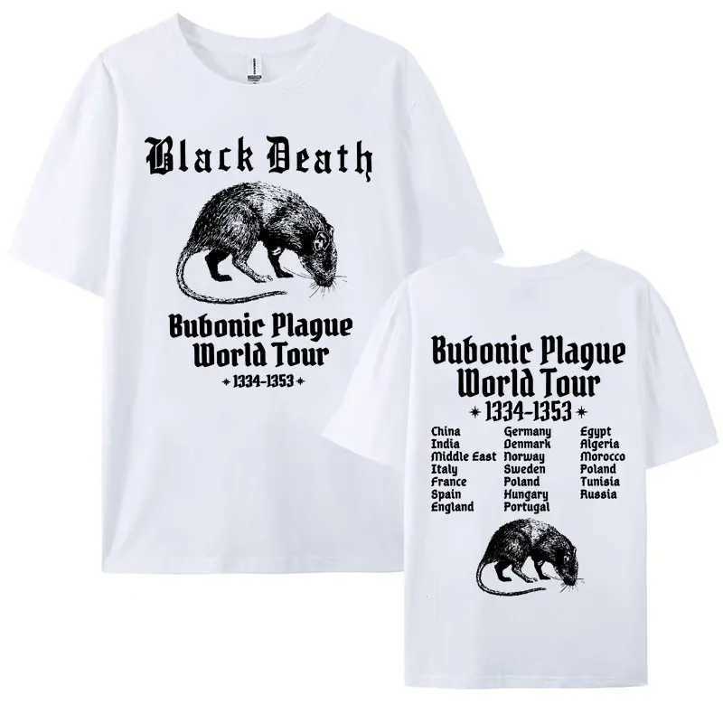 Bubonic Plague World Tour 2024 Mens T-shirt 100% Cotton Funny Meme Gothic T-shirt Mens Fashion Retro Extra Large T-shirt X250203