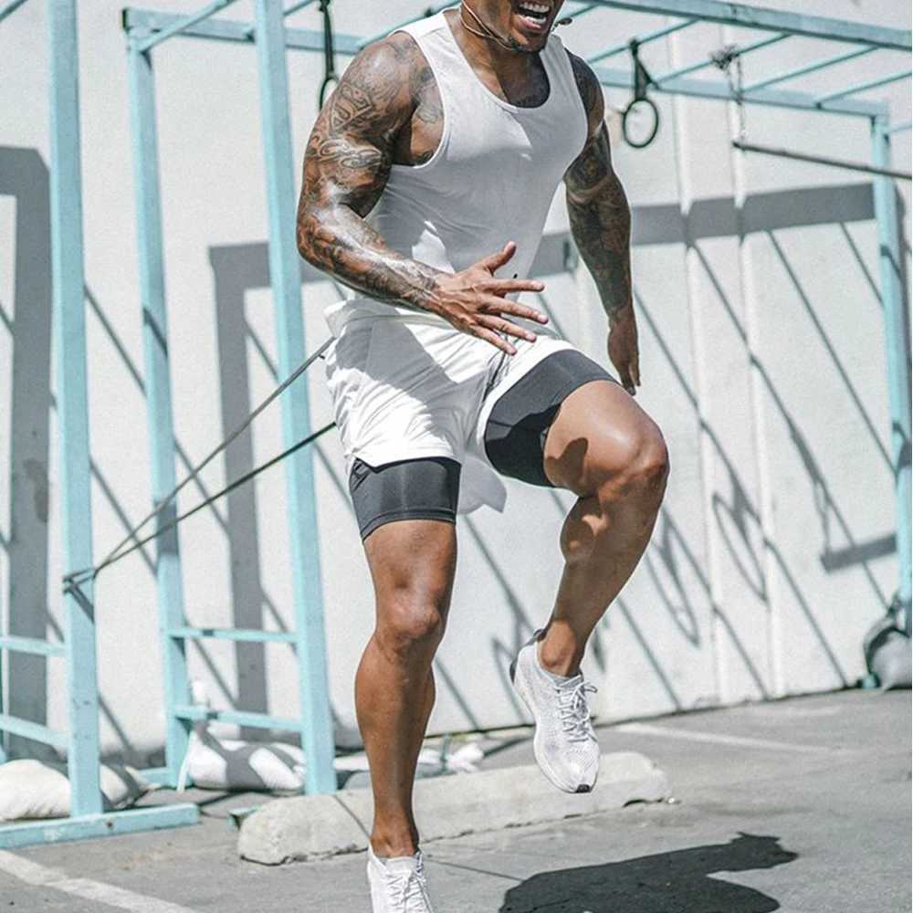 Gym Shorts Men Double-deck Workout Shorts 2 In 1 Quick Dry Workout Training Short Pants Sport Jogging Pants Running Shor X250203
