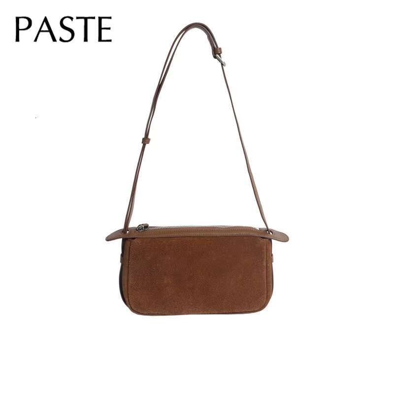 New Simple First Layer Cowhide Suede Square Flap Small Thin Design Daily-Use Women Crossbody Bag