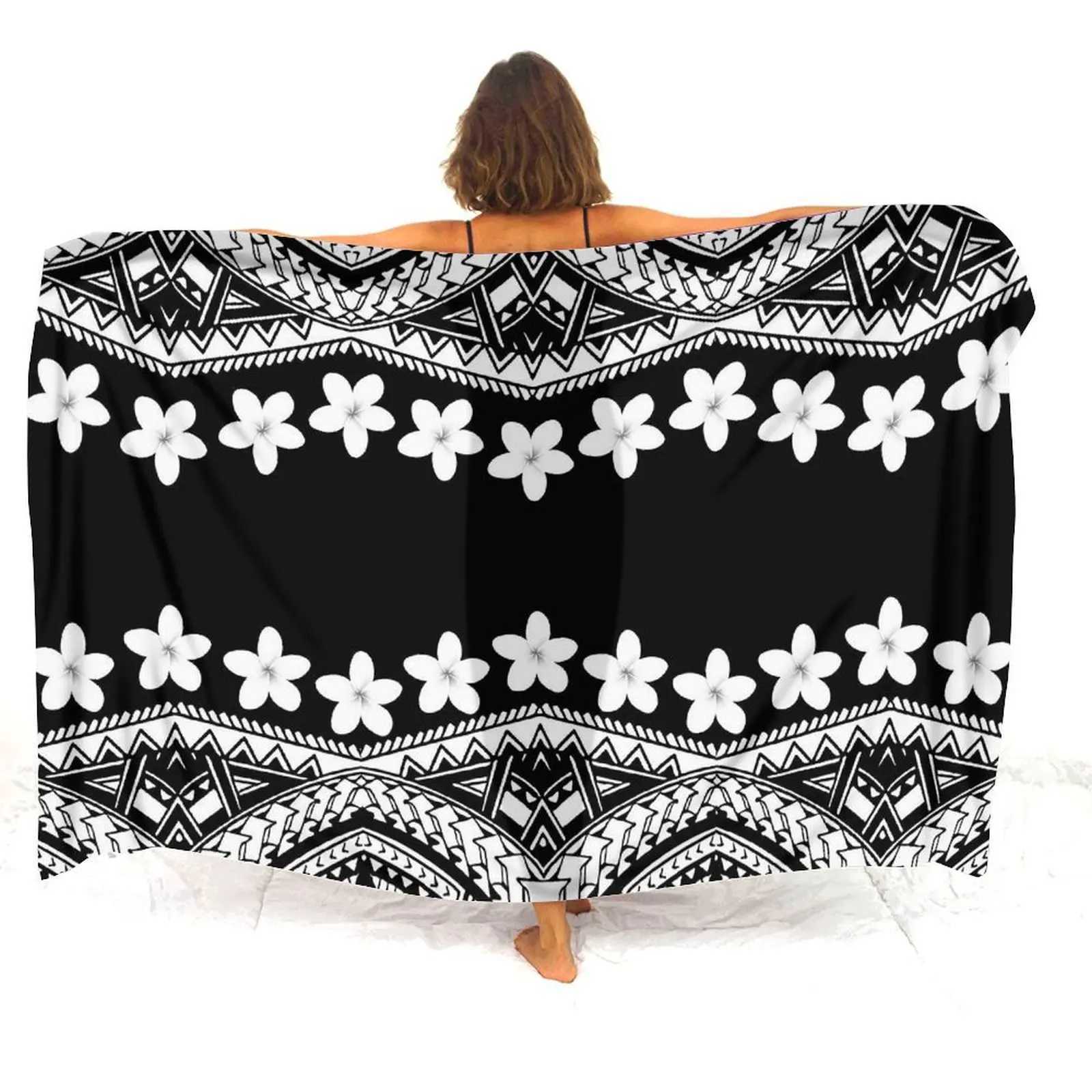 Summer Vintage Hibiscus Flower Tribe 3d Printed Womens Beach Sarong Elegant Shl Polynesian Sarong Custom Coat 2024 W250120