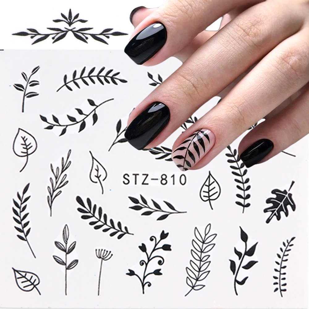 1pc Black Flower Vine Nail Water Sticker Decals Leaf Lace Design Slider Nail Art Decoration Sticker DIY Winter Wrap CHSTZ645-658XJ250120