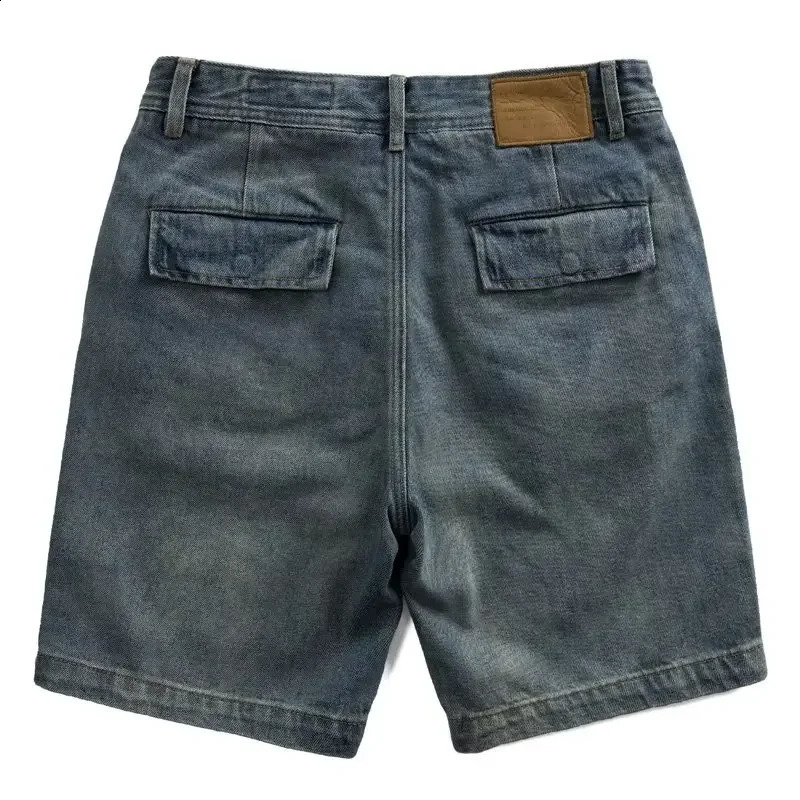 Men 2025 Summer Fashion Solid Color Pockets Jeans Shorts Mens Loose Casual Short Pants Male High Waist Straight Shorts P899 250113