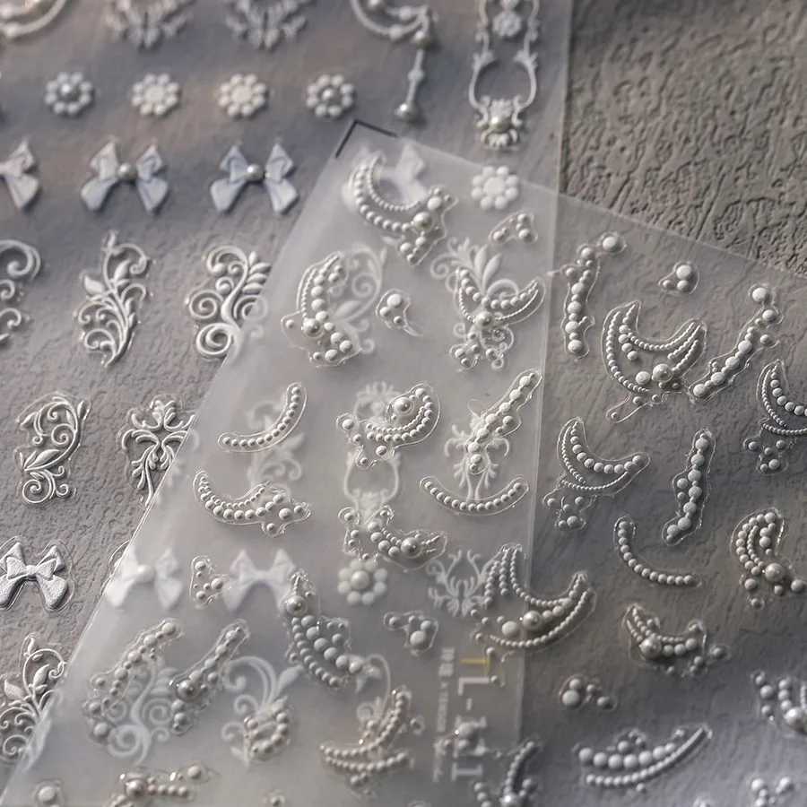 5Dquality pearl thread curtain nail art stickers French line decorative nail art stickers art slider decals nail art accessoriesXJ250120
