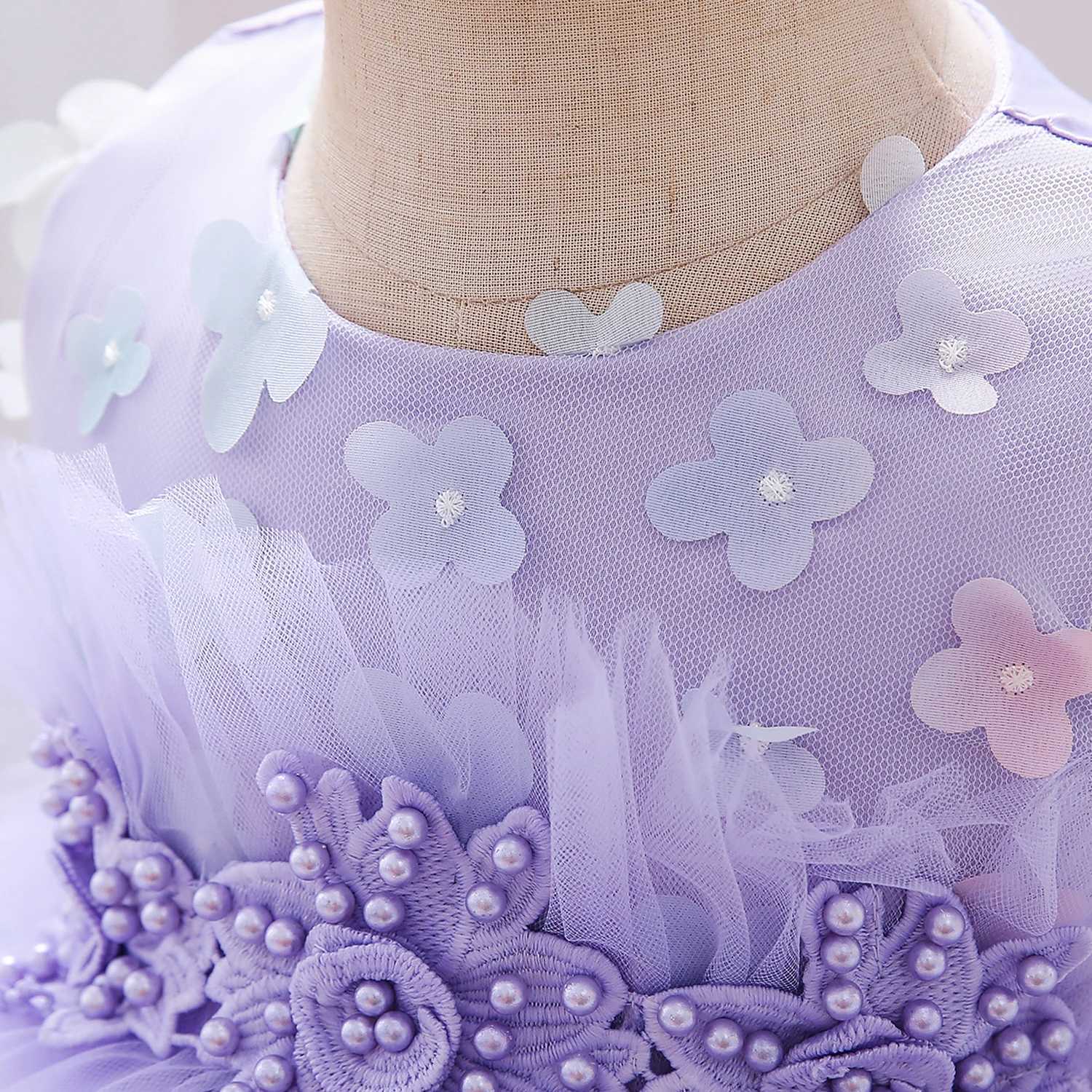 Newborn Christening Bow White Wedding Princess Dresses Children Toddler Baptism Baby Girl Clothes 1 Years Birthday Lace Dresses X250203
