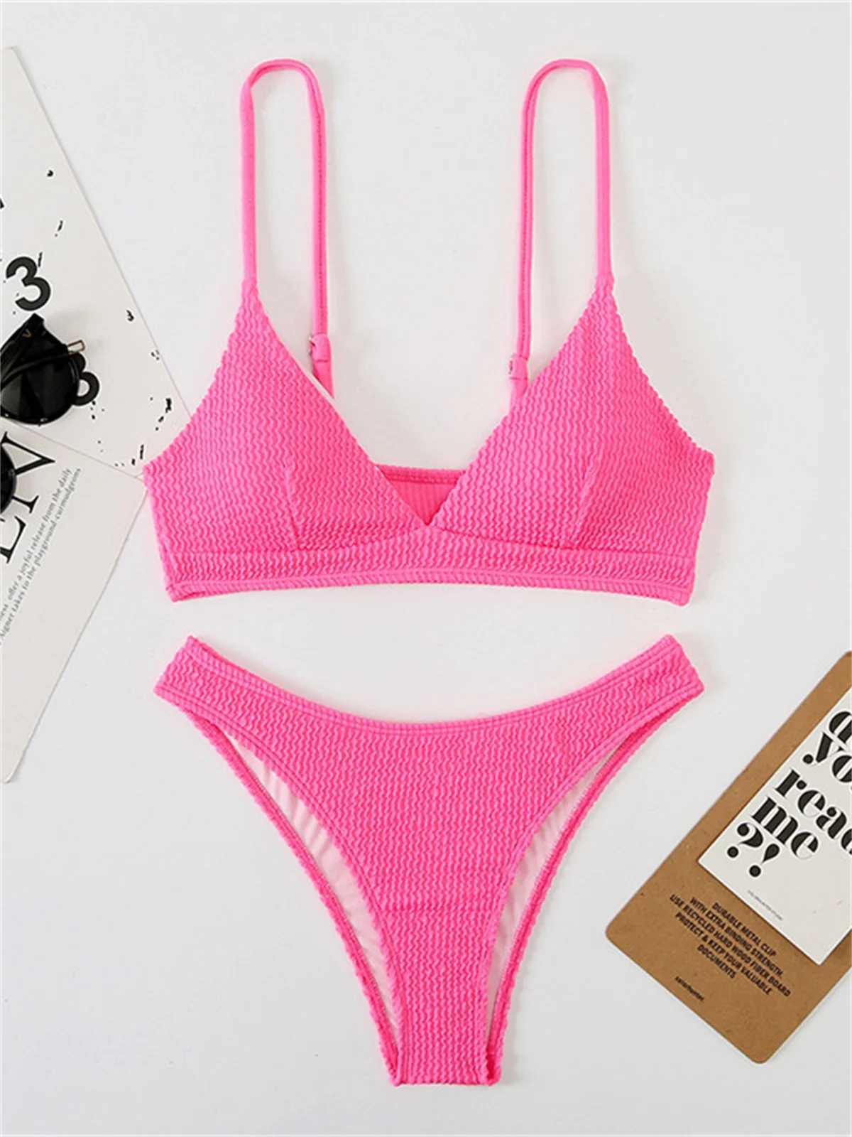 Sexy Extreme Micro Bikini Set 2024 Women White Black Wave V Neck Push Up Thong Swimsuit Beach Bathing Suit Two Piece SwimwearXJ250120