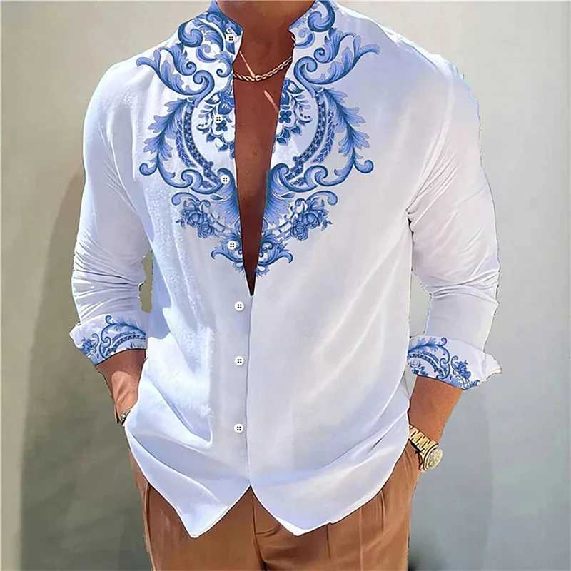2024 Summer Mens Shirts Graphic Print Button Tops Long Sleeve Button Shirt Clothing Design Comfortable S-6XLXJ250121